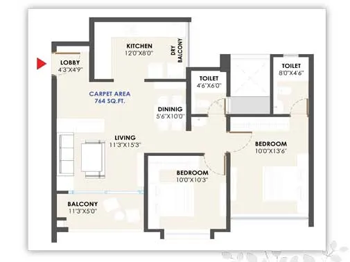 2bhk unit plan