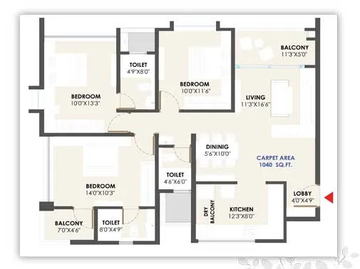 3bhk unit plan